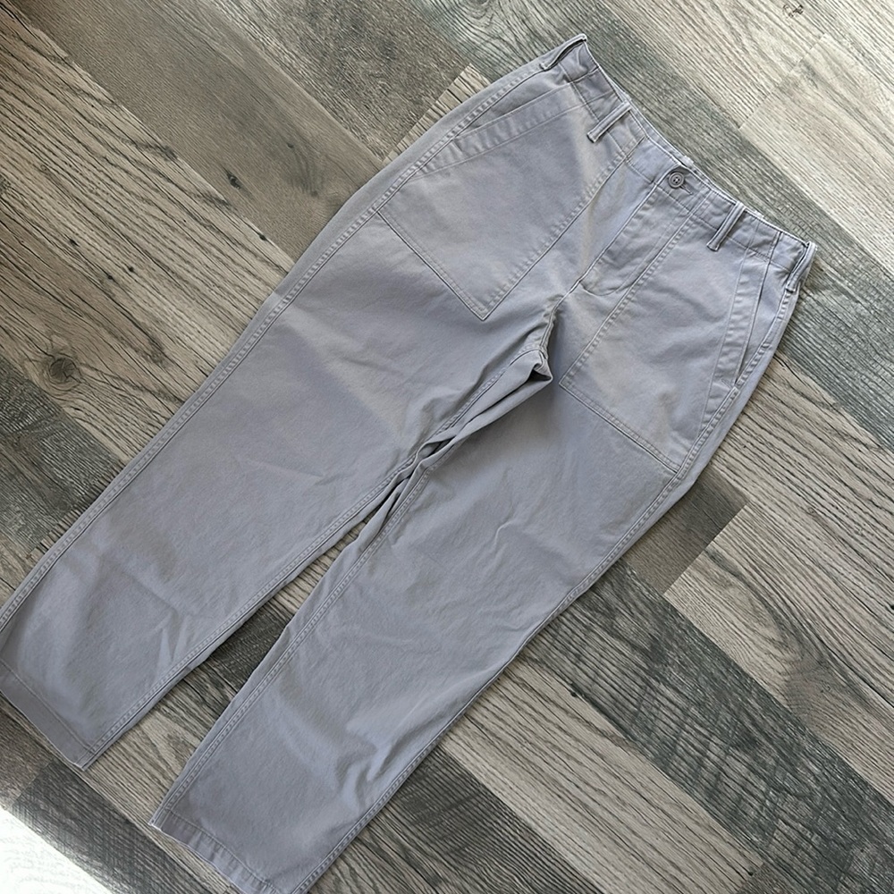 Lands End Womens Gray‎ Cotton Stretch Utility Straight Leg Chino Pants Size 10